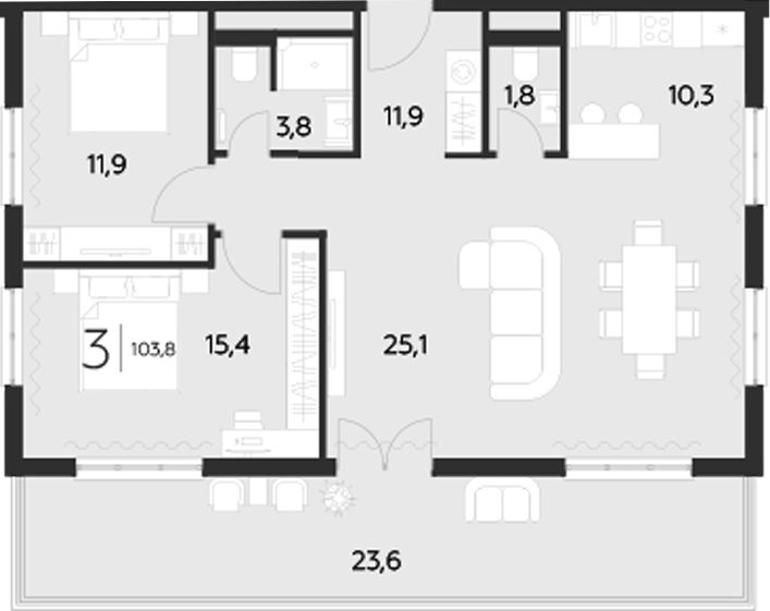 Планировка — LeePrime Residences Polyana Sochi, 2-комн., 80 м²