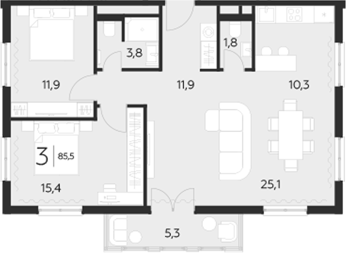 Планировка — LeePrime Residences Polyana Sochi, 2-комн., 80 м²