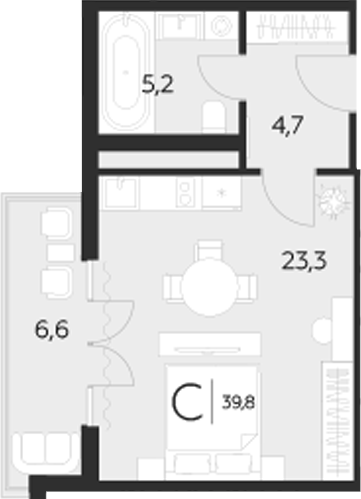 Планировка — LeePrime Residences Polyana Sochi, Студия, 33 м²