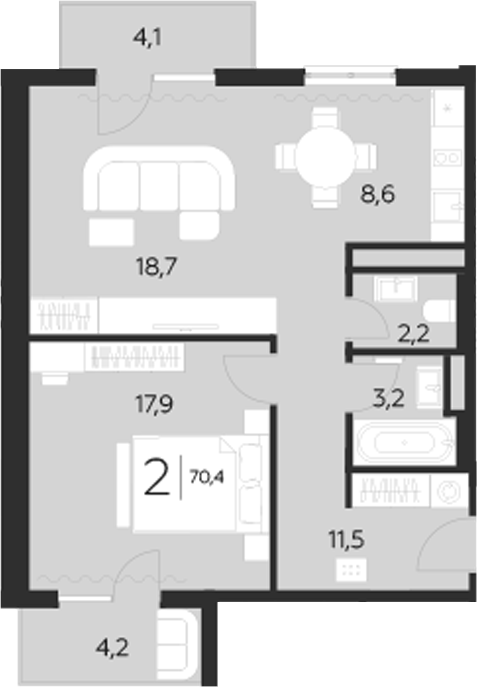 Планировка — LeePrime Residences Polyana Sochi, 2-комн., 62 м²