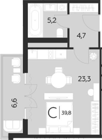 Планировка — LeePrime Residences Polyana Sochi, Студия, 33 м²