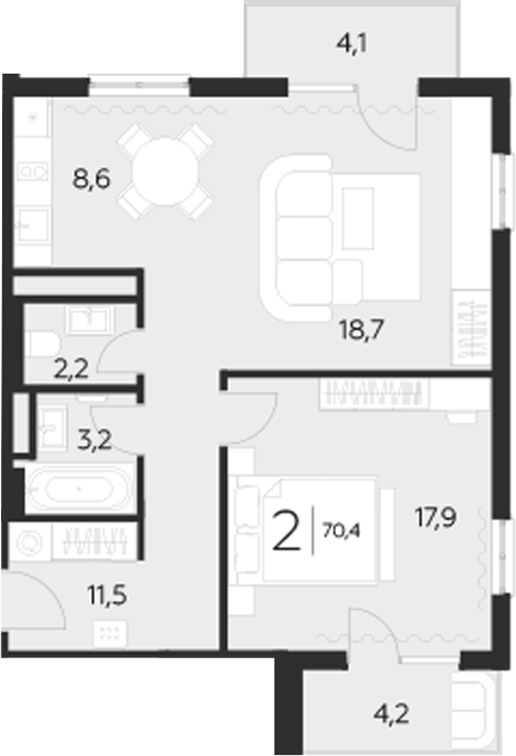 Планировка — LeePrime Residences Polyana Sochi, 2-комн., 62 м²