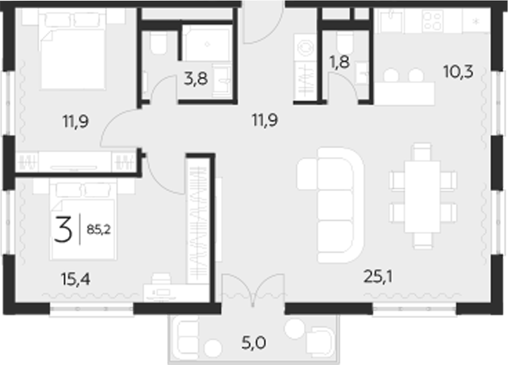 Планировка — LeePrime Residences Polyana Sochi, 2-комн., 80 м²