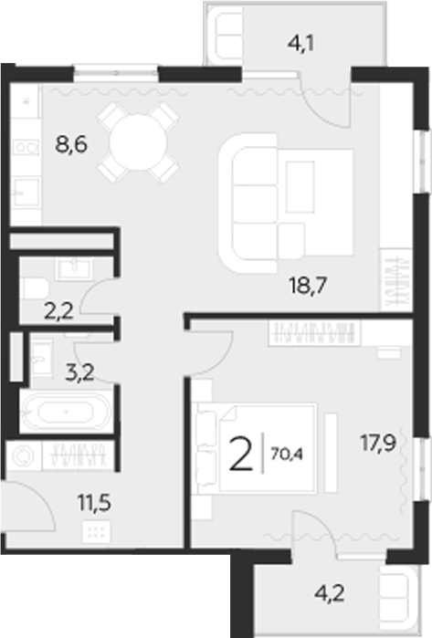 Планировка — LeePrime Residences Polyana Sochi, 2-комн., 62 м²