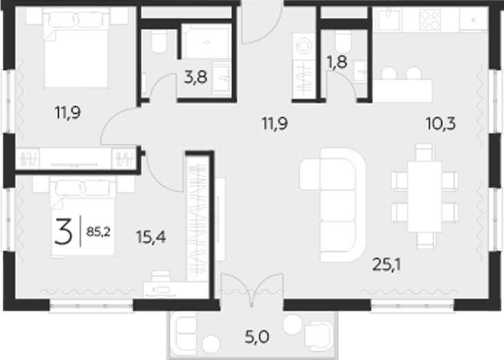 Планировка — LeePrime Residences Polyana Sochi, 2-комн., 80 м²