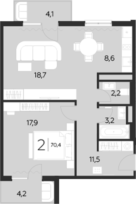 Планировка — LeePrime Residences Polyana Sochi, 2-комн., 62 м²