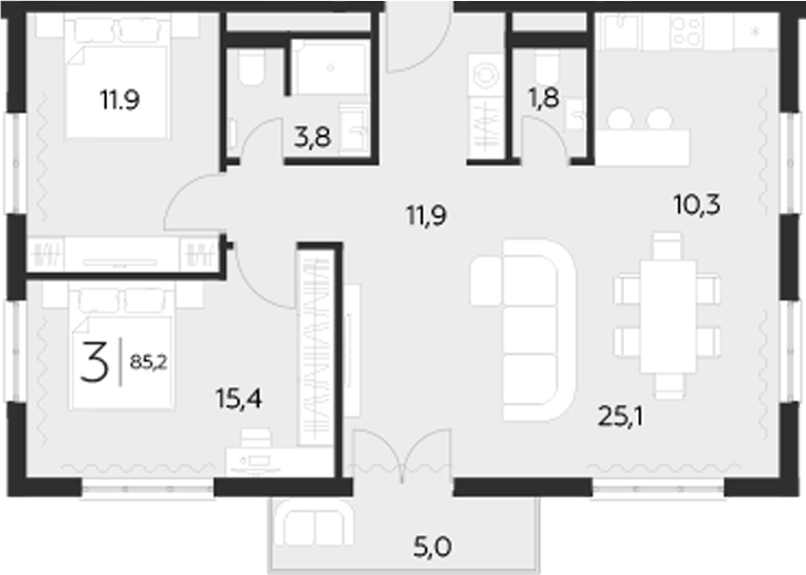 Планировка — LeePrime Residences Polyana Sochi, 2-комн., 80 м²