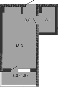 Планировка — Дзенпарк, Студия, 19 м²