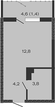 Планировка — Дзенпарк, Студия, 21 м²