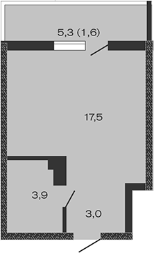 Планировка — Дзенпарк, Студия, 24 м²