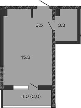 Планировка — Дзенпарк, Студия, 22 м²