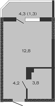 Планировка — Дзенпарк, Студия, 21 м²