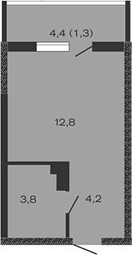 Планировка — Дзенпарк, Студия, 21 м²
