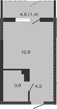 Планировка — Дзенпарк, Студия, 21 м²