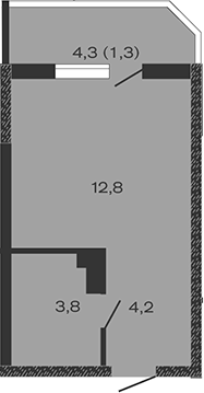 Планировка — Дзенпарк, Студия, 21 м²