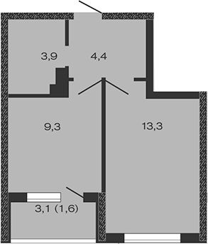 Планировка — Дзенпарк, 1-комн., 31 м²