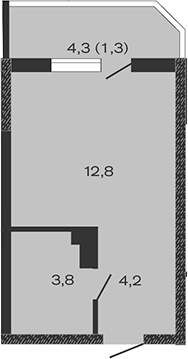 Планировка — Дзенпарк, Студия, 21 м²