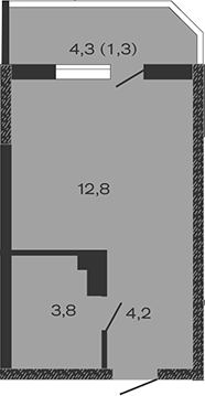 Планировка — Дзенпарк, Студия, 21 м²