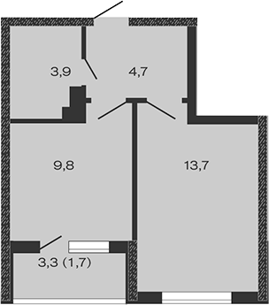 Планировка — Дзенпарк, 1-комн., 32 м²