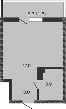 Планировка — Дзенпарк, Студия, 24 м²