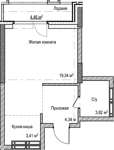 Планировка — Чацкий, Студия, 31 м²