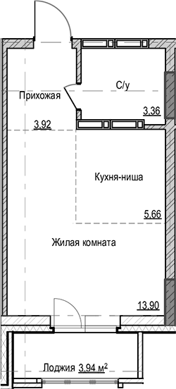Планировка — Чацкий, Студия, 27 м²