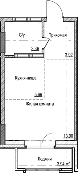 Планировка — Чацкий, Студия, 27 м²
