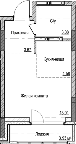 Планировка — Чацкий, Студия, 25 м²