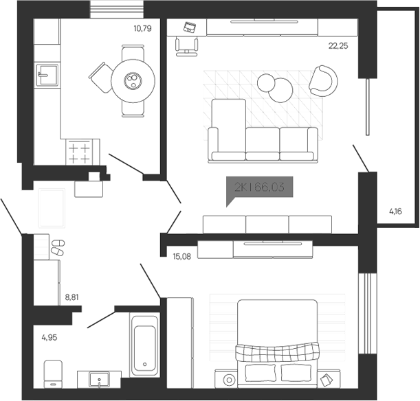 Планировка — Зоркий парк, 2-комн., 62 м²