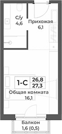 Планировка — RIZALTA RESORT BELOKURIKHA, Студия, 27 м²