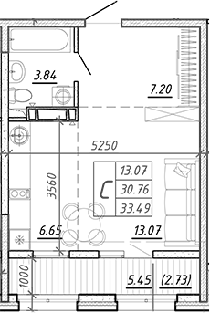 Планировка — FRAME, Студия, 31 м²
