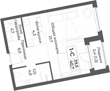 Планировка — RIZALTA RESORT BELOKURIKHA, Студия, 40 м²