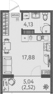 Планировка — Друзья, Студия, 22 м²