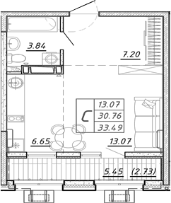 Планировка — FRAME, Студия, 31 м²