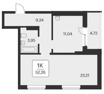 Планировка — Сакура парк, 1-комн., 48 м²