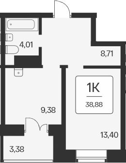 Планировка — Сакура парк, 1-комн., 36 м²