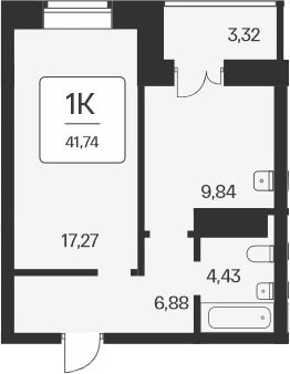 Планировка — Сакура парк, 1-комн., 38 м²