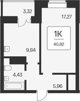 Планировка — Сакура парк, 1-комн., 38 м²