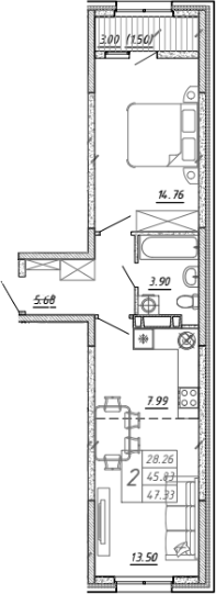 Планировка — FRAME, 2-комн., 46 м²