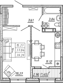 Планировка — FRAME, 1-комн., 38 м²