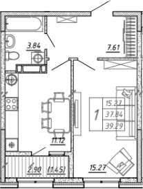 Планировка — FRAME, 1-комн., 38 м²