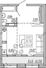 Планировка — FRAME, Студия, 31 м²