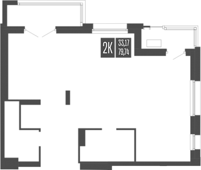 Планировка — Opera Residence. Барнаул, 1-комн., 80 м²