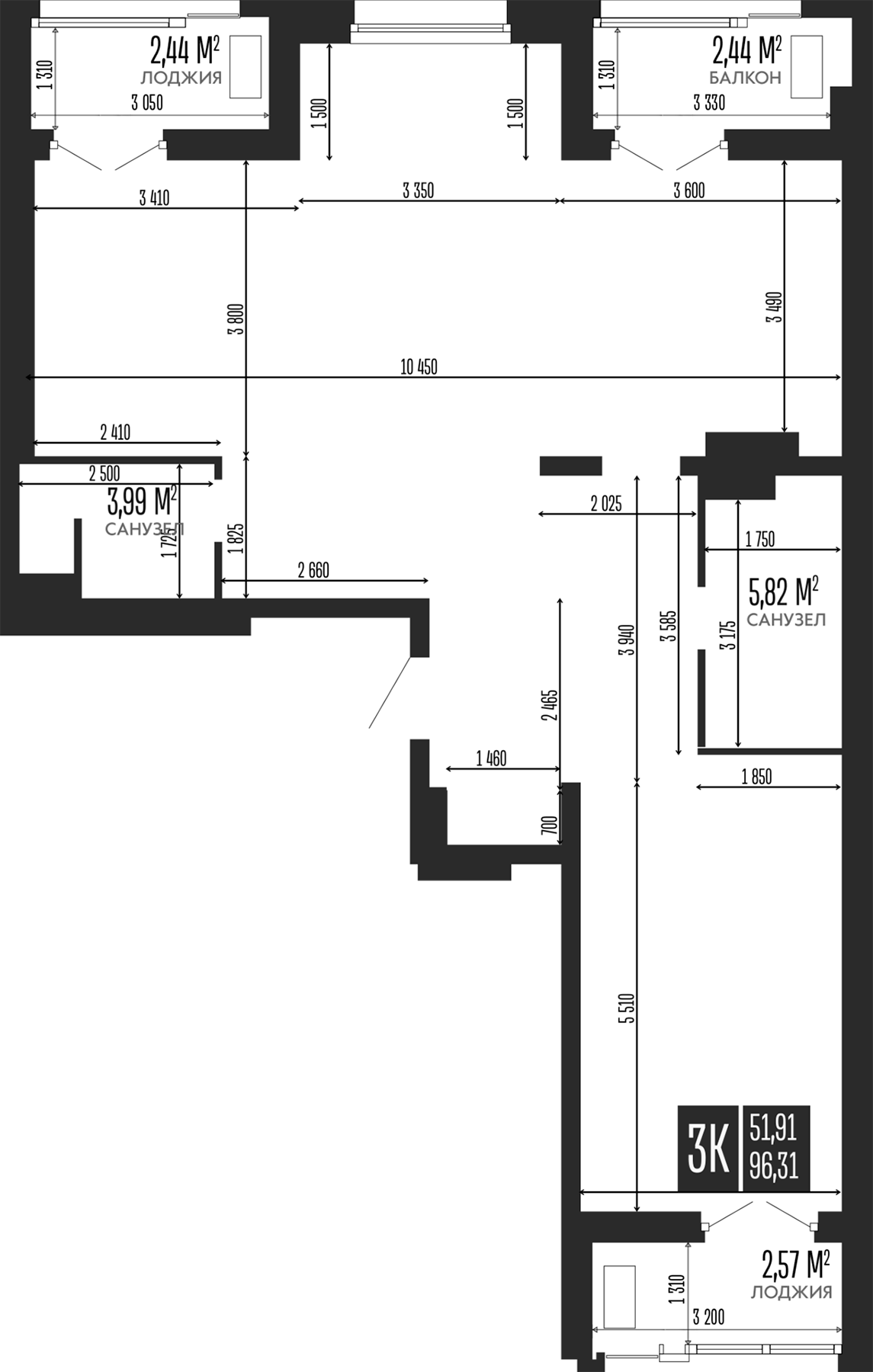 Планировка — Opera Residence. Барнаул, 1-комн., 96 м²