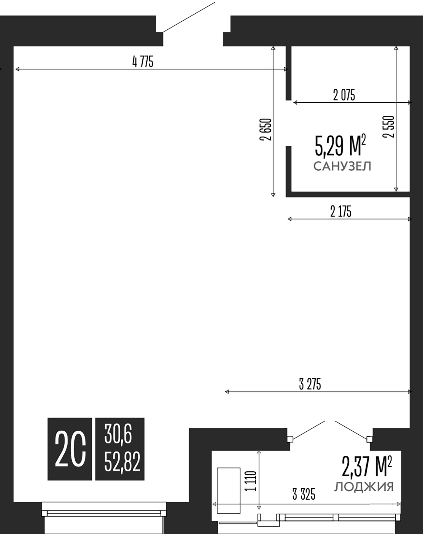 Планировка — Opera Residence. Барнаул, 1-комн., 53 м²
