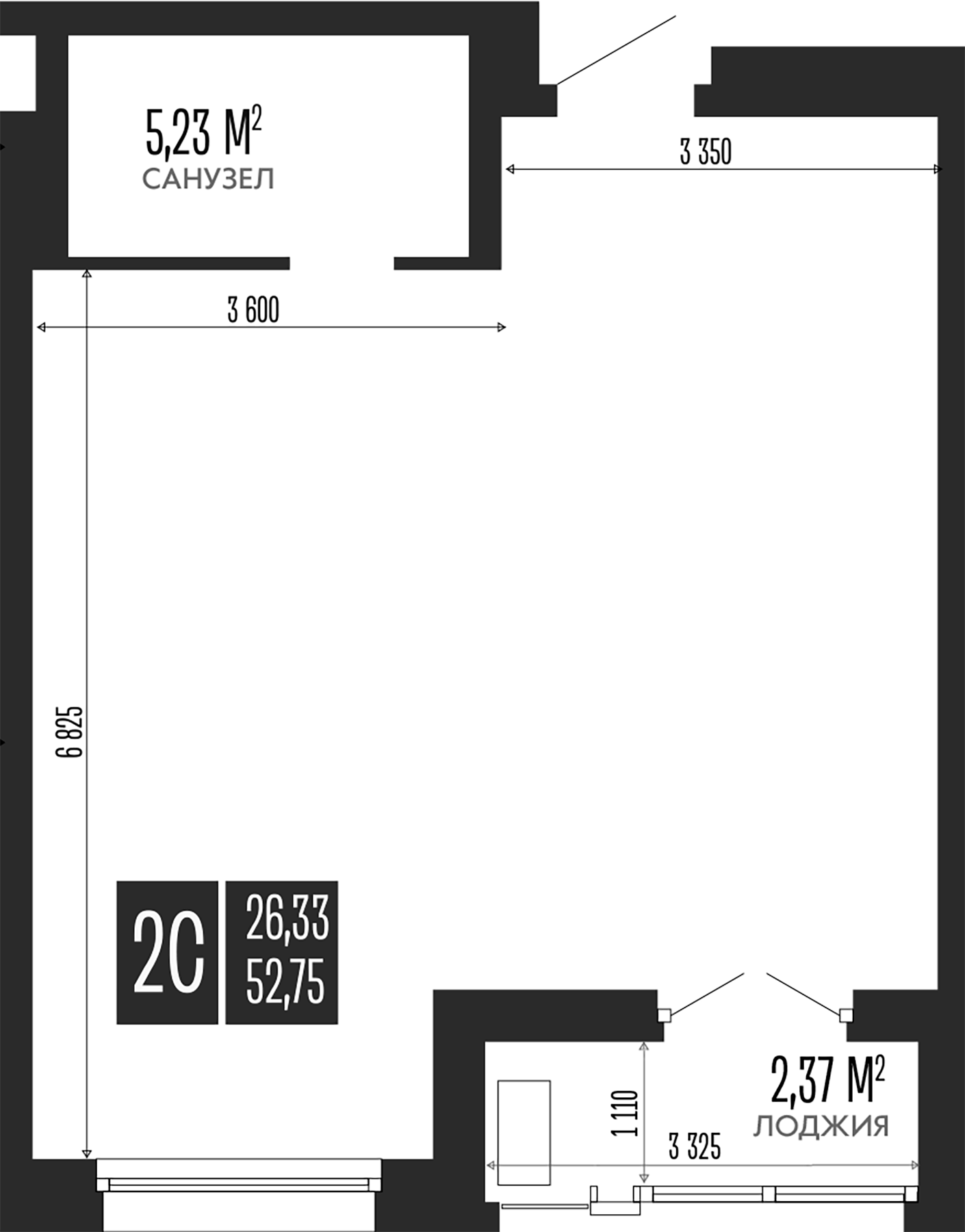 Планировка — Opera Residence. Барнаул, 1-комн., 53 м²