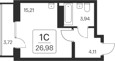 Планировка — Квартал на Игарской, Студия, 23 м²