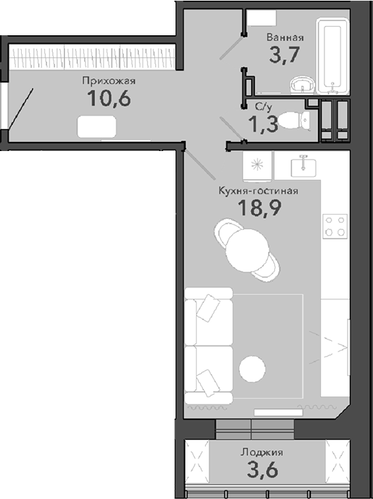 Планировка — Чистая Слобода, Студия, 35 м²