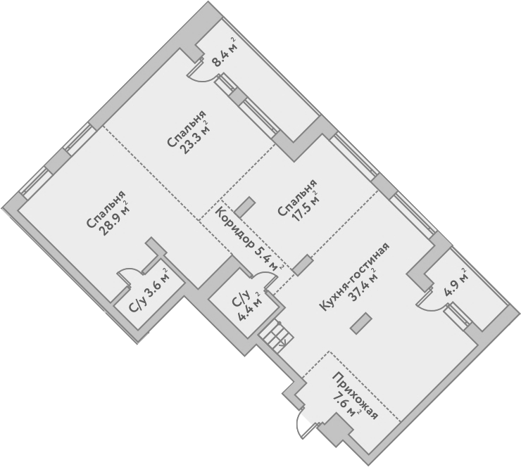 Планировка — Flora&Fauna, 4-комн., 144 м²