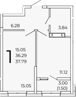 Планировка — FRAME, 1-комн., 36 м²